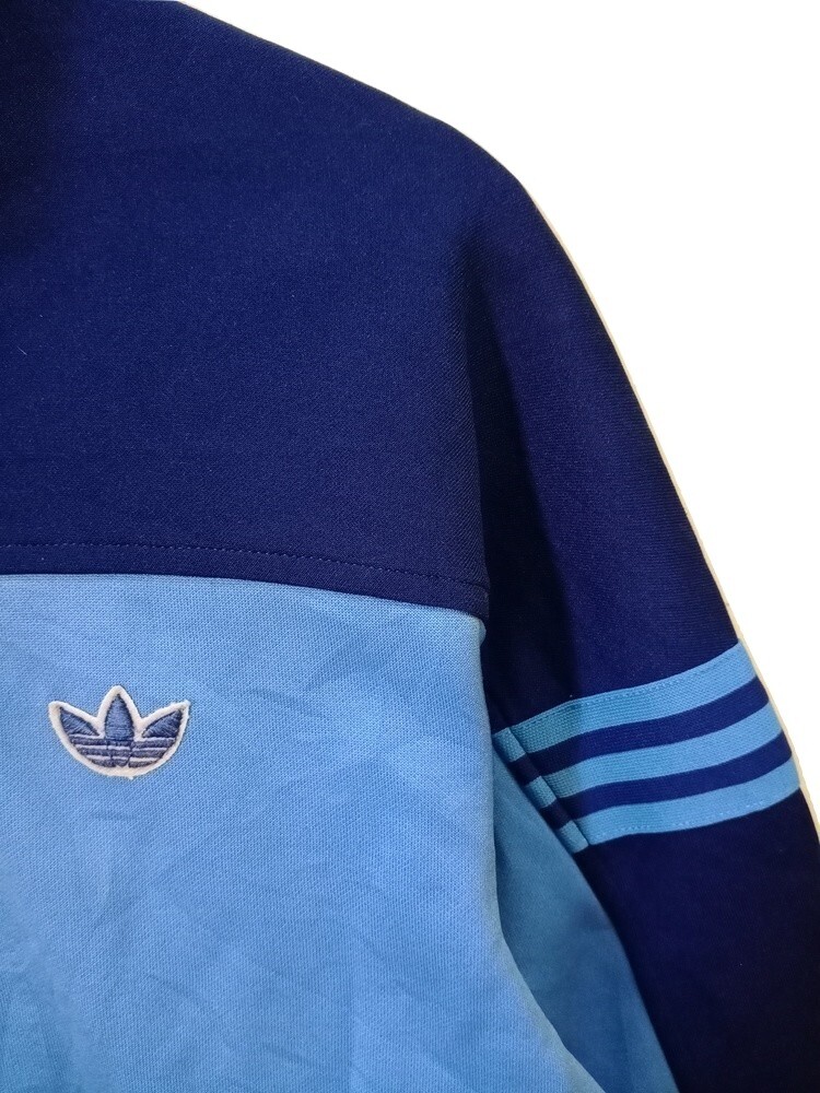 Vintage Adidas West Germany Descente 80s Tracktop Jacket Size 4 Trefoil Blue