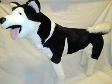 Melissa  Doug Husky Dog Plush 25" Tall Puppy Black White           2