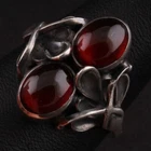 Georg Jensen Sterling Ring # 48. Garnet. Silver. Henry Pilstrup. 3553140