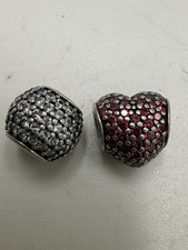 RED PAVE HEART Authentic PANDORA Silver/Zirconia LOVE~VALENTINE Plus One
