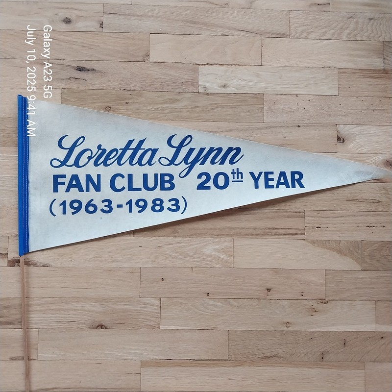 Rare! Vintage 1983 Loretta Lynnn Fan Club Pennant! One Of A Kind!