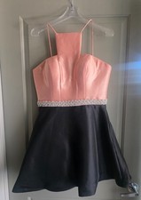 Ashley Lauren Pink Black Pearl Dress Size 10 Night Cocktail Party Prom Evening