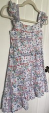 JANIE and JACK Dress Sz.10, White with Patchwork, Ruffles, Open Back, Bow, 10