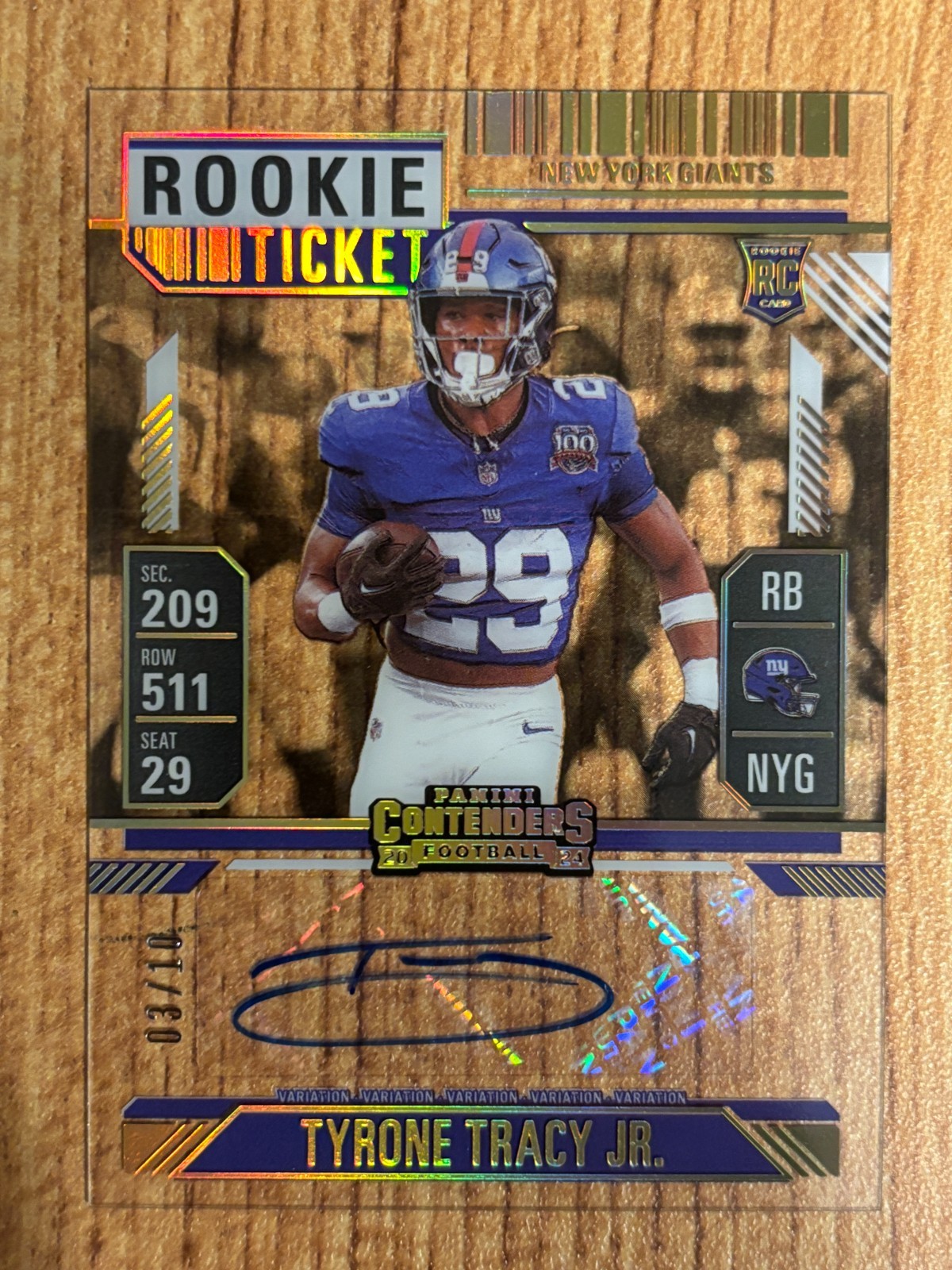 2024 Panini Contenders CLEAR Rookie Ticket Auto RC Tyrone Tracy Jr. /10 Giants🔥