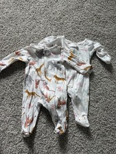 Lot of 2 Carter's Girl's Zipped Sleepers 0-3 Months