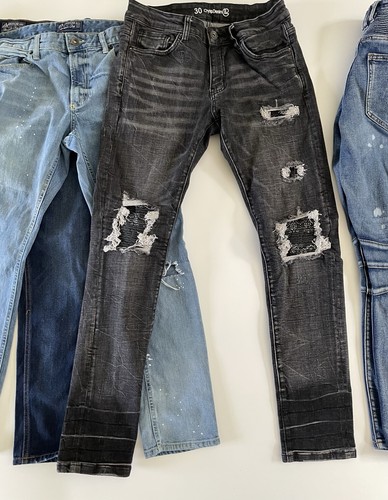 Lot 8 Skinny Biker Jeans Size 29 30 31 Men’s Crysp American Rag Decibel - Picture 5 of 16