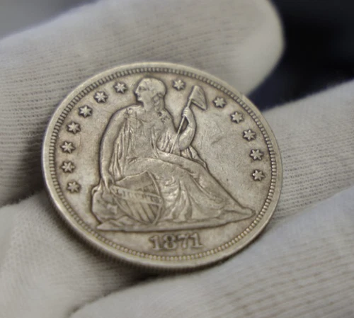 1871 US Seated Liberty Dollar $1 XF (Light Scratches in Fields)