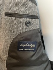 Joseph  Feiss Gold 100 Lambswool Sport Coat Gray Black Herringbone 42R NO WEAR