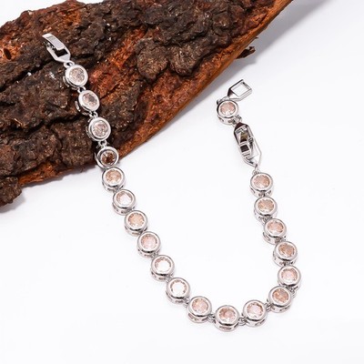 Morganite 925 Sterling Silver Adjustable Bracelet 7-8'' B12699 Valentine Day Gift