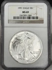 1991 American Silver Eagle $1 NGC MS69 One Dollar ASE US Coin