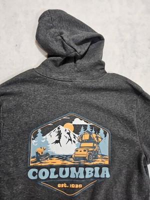 Columbia Hoodie Mens Sz M NEW Graphic Gray Bear Camping Pull Over Sweatshirt