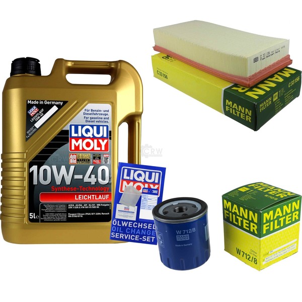 Mann Inspektionspaket 5L Liqui Moly 10W-40 FüR CitroëN C8 2.0 16V 2.2 Hdi-image