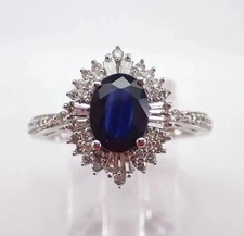 2.30Ct Oval Cut Lab-Created Sapphire Halo Engagement Ring 14K White Gold Plated