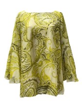 Marina Rinaldi Women's Yellow Fresia Printed Silk Blouse Size 22W/31 NWT