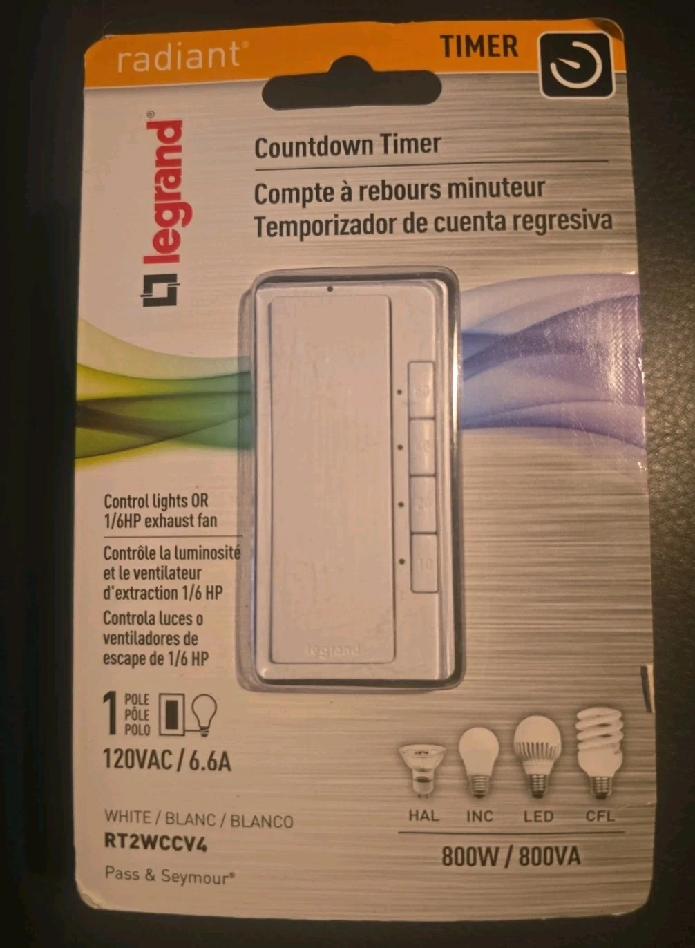 Legrand Countdown Timer To Control Lights Or 1/6 HP Exhaust Fan -60/40/20/10 Min
