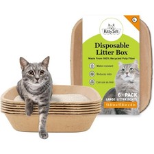 Disposable Cat Litter Box Large, 6 Count, Durable Portable for Travel and Home