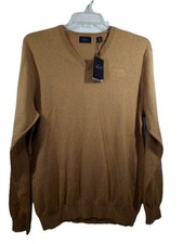 Greg Norman Shark Luxury Blend Sweater Men XL Dark HoneyWool Blend V-Neck
