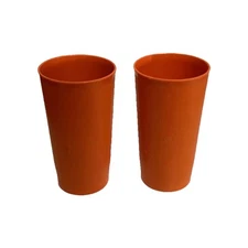 Vintage Tupperware Tumbler Cups Set Of 2 Autumn Harvest Color #873 Made In USA