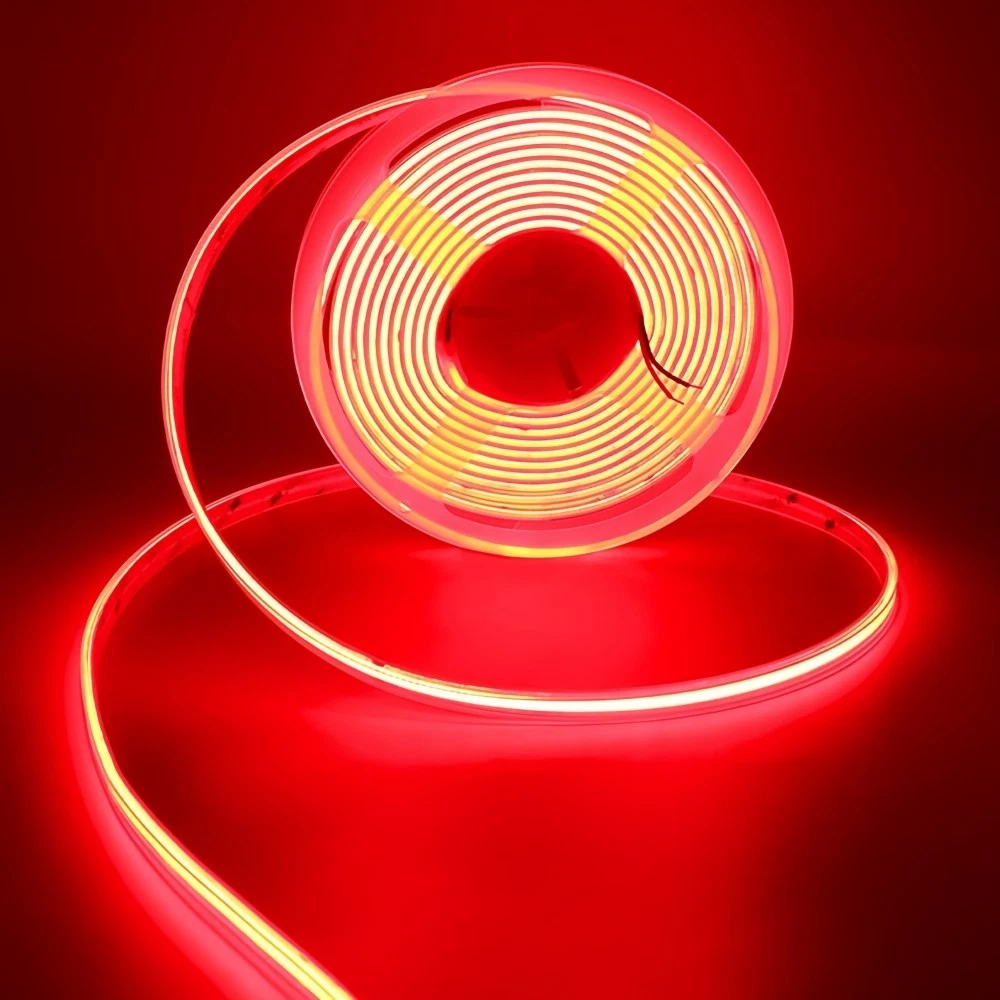 10m 110V Red COB LED Strip – 480 LEDs/m IP68 Outdoor Grade, Uniform