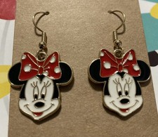 New Disney Minnie Mouse Dangle Earrings Pierced Women Girl Jewelry Goldtone