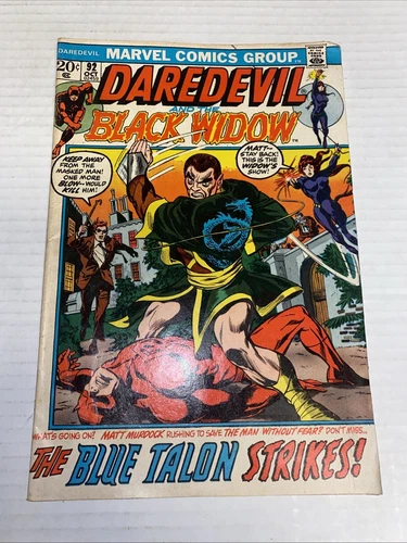 DAREDEVIL And The Black widow #92 KEY! 1st DAMON DRAN APPEARANCE 1972 Blue Talon