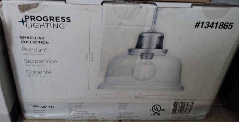 Progress Lighting Embellish Pendant Clear Glass Polished Silver Dome UL Listed
