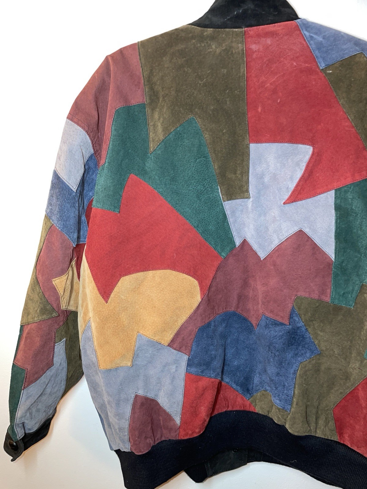 Pelle multicolored suede patchwork bomber jacket … - image 8