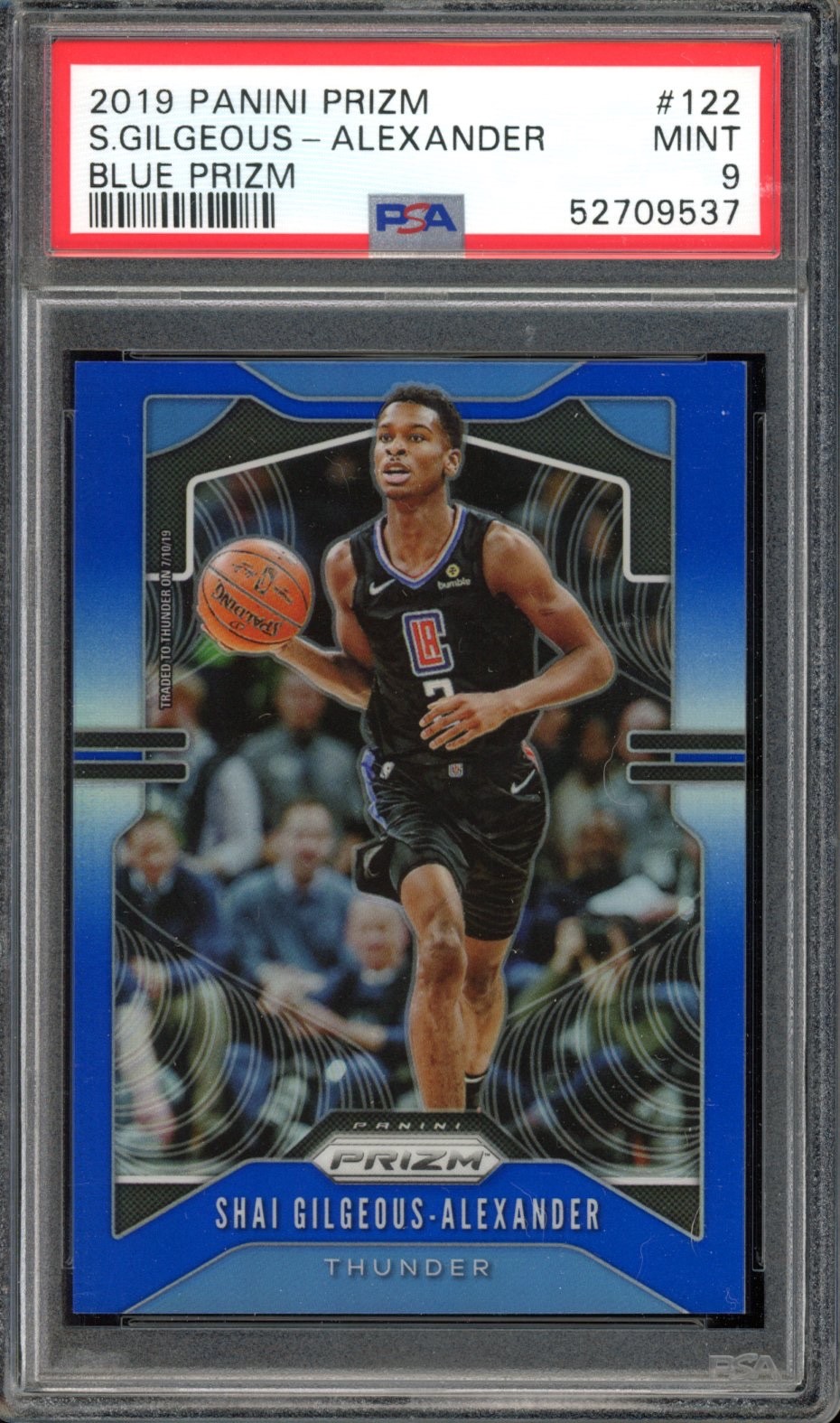 Shai Gilgeous-Alexander 2019-20 Panini Prizm Blue Prizm /199 #122 PSA 9 Mint