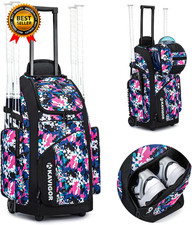 Rolling Baseball Bag with Wheels, 60L Capacity Softball Bag Holds 4 Bats