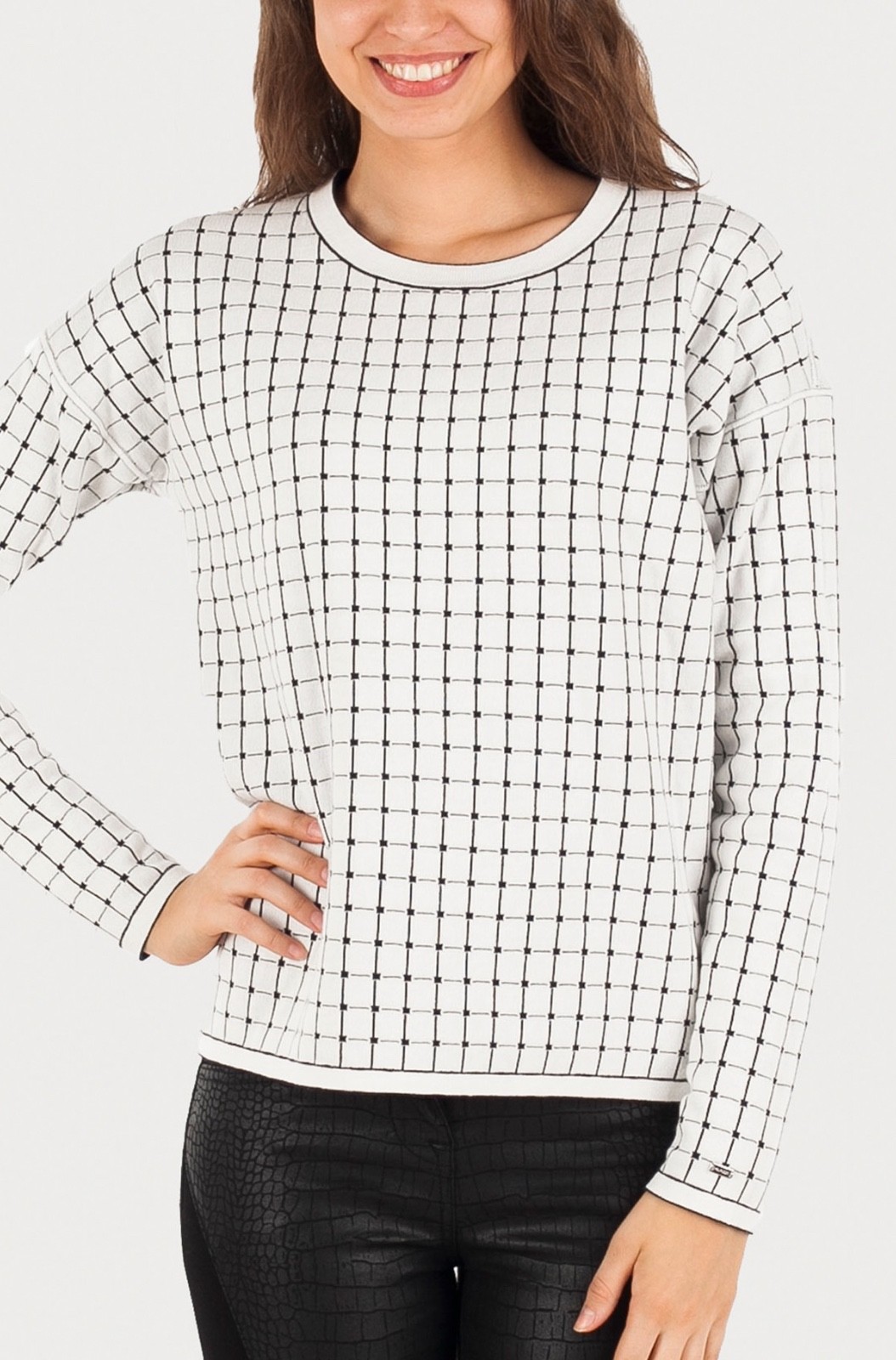 New! Reversible Tommy Hilfiger Ladies Pattern Jumper Size L, Navy/White RRP £168 image 2