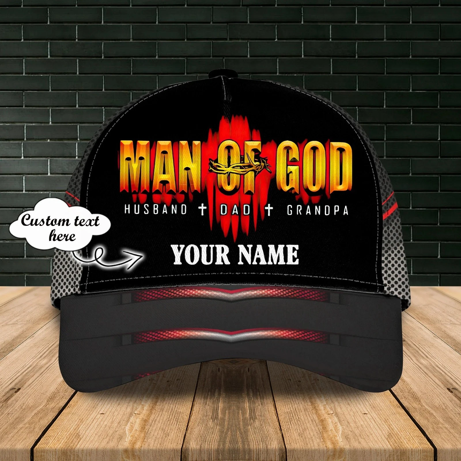 Personalized Man of God Cap Custom Christian Hat Husband Dad Grandpa Faith Gift