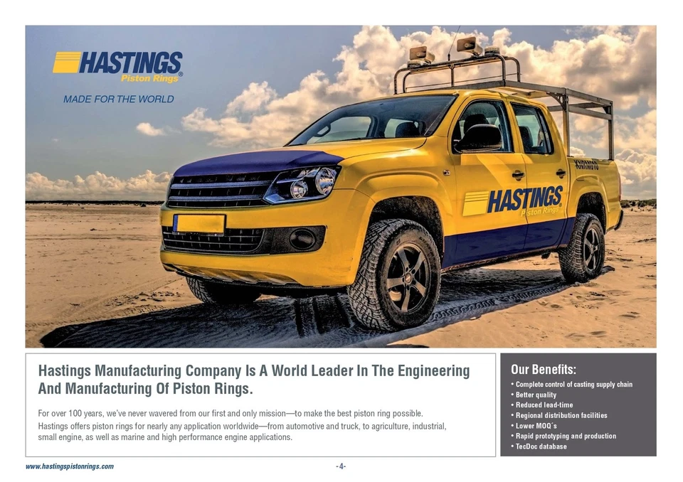 Juego de anillos de pistón Hastings para Nissan QR20DE QR25DE KA24DE STD X4 Foto 3 de 3