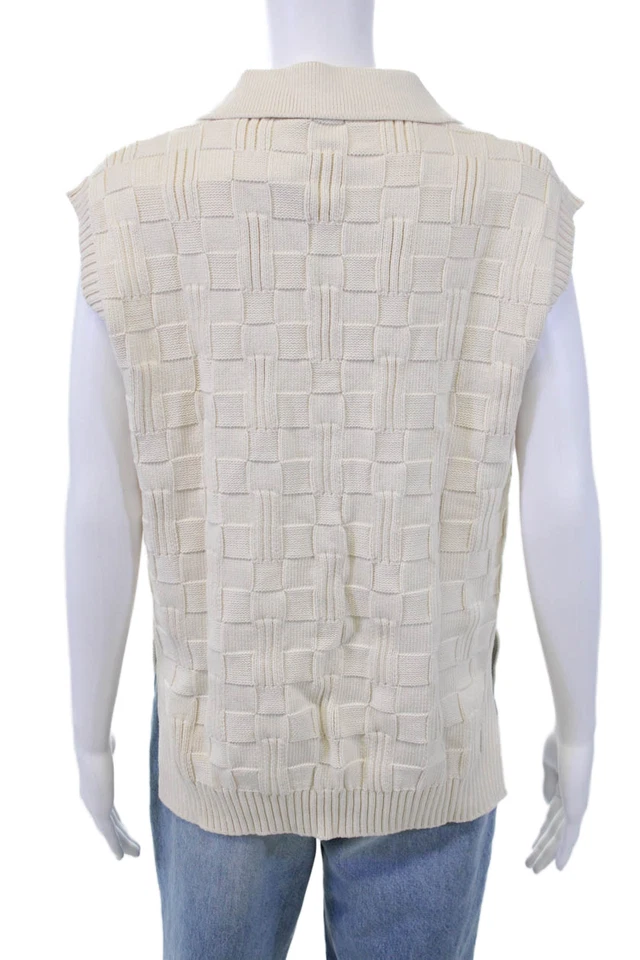Colete suéter feminino noventa por cento de algodão sem mangas branco tamanho P - Imagem 3 de 4