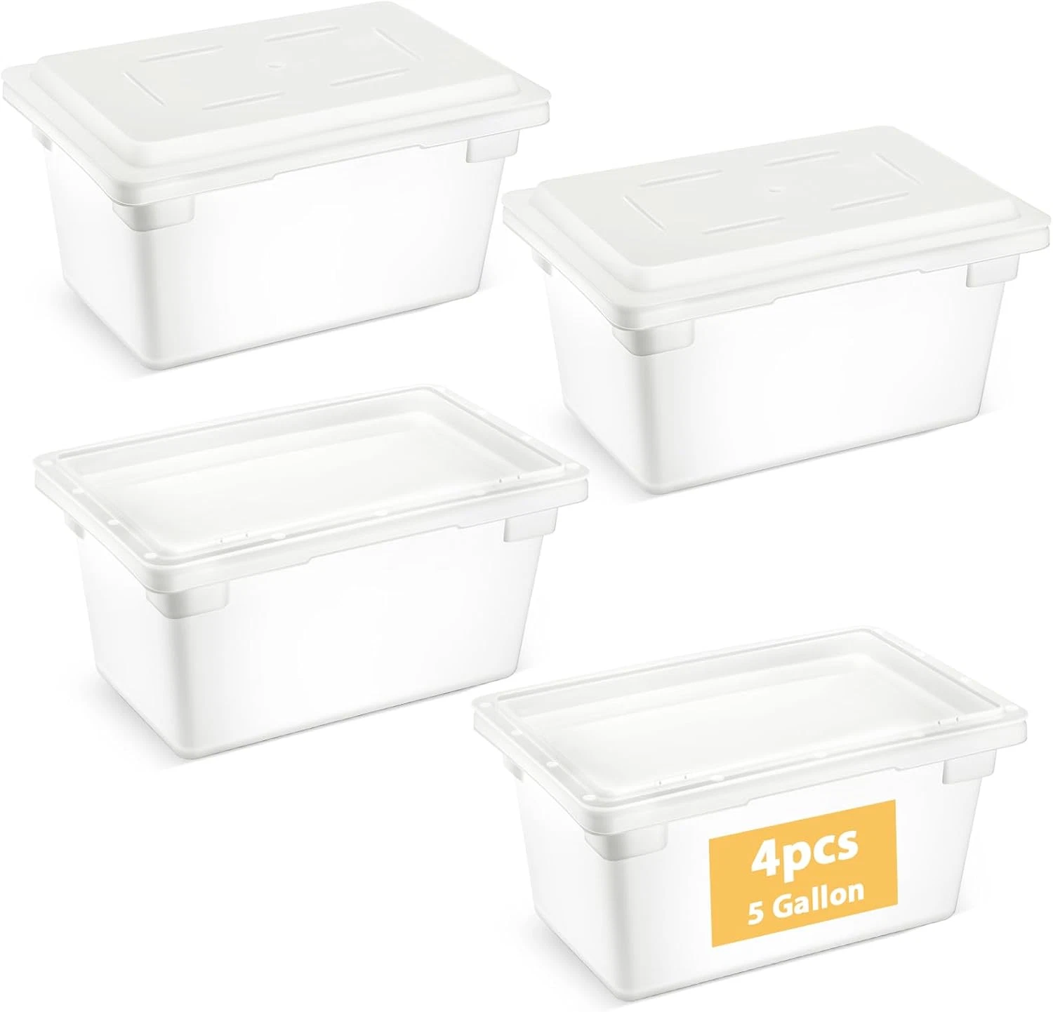 4 Pack 5 Gallon Food Storage Containers with Lids - Safe for Freezer & Dishwashe