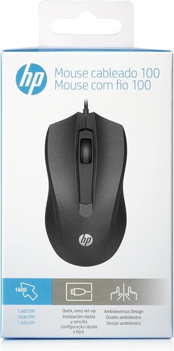 HP 100 Black Wired USB Mouse. Compatible with Windows PC, Notebook, Laptop, Mac - Picture 4 of 9