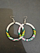 Handmade Seed bead Hoop Earrings in Nativ American style.