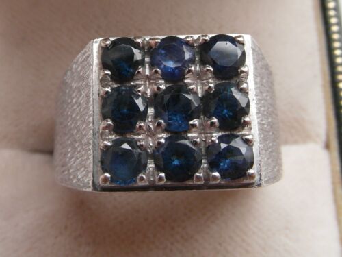 Q86 Gent 14ct white gold Ceylon Blue Sapphire ring size V - Picture 1 of 9