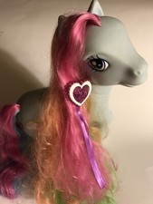 My Little Pony RAINBOW DASH 8  Large MLP 2005 Hasbro Blue Heart Hairclip