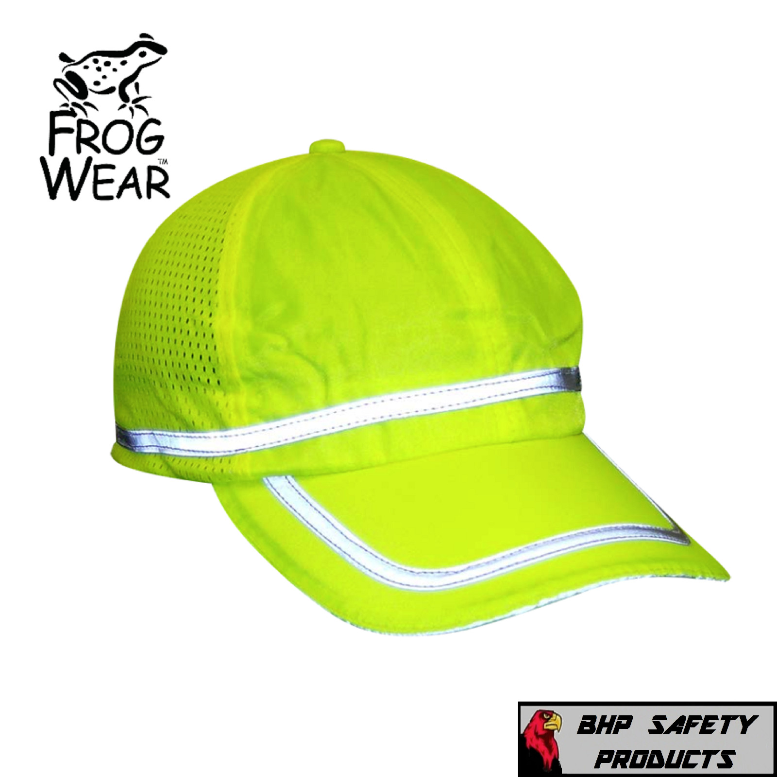 HI-VIS LIME REFLECTIVE HAT/BASEBALL CAP SAFETY, BREATHABLE M