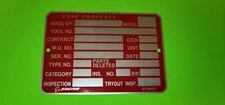 Boeing Aircraft Co UT-6902-1 USAF PROPERTY Tag Metal Plate - 4" x 2-3/4"