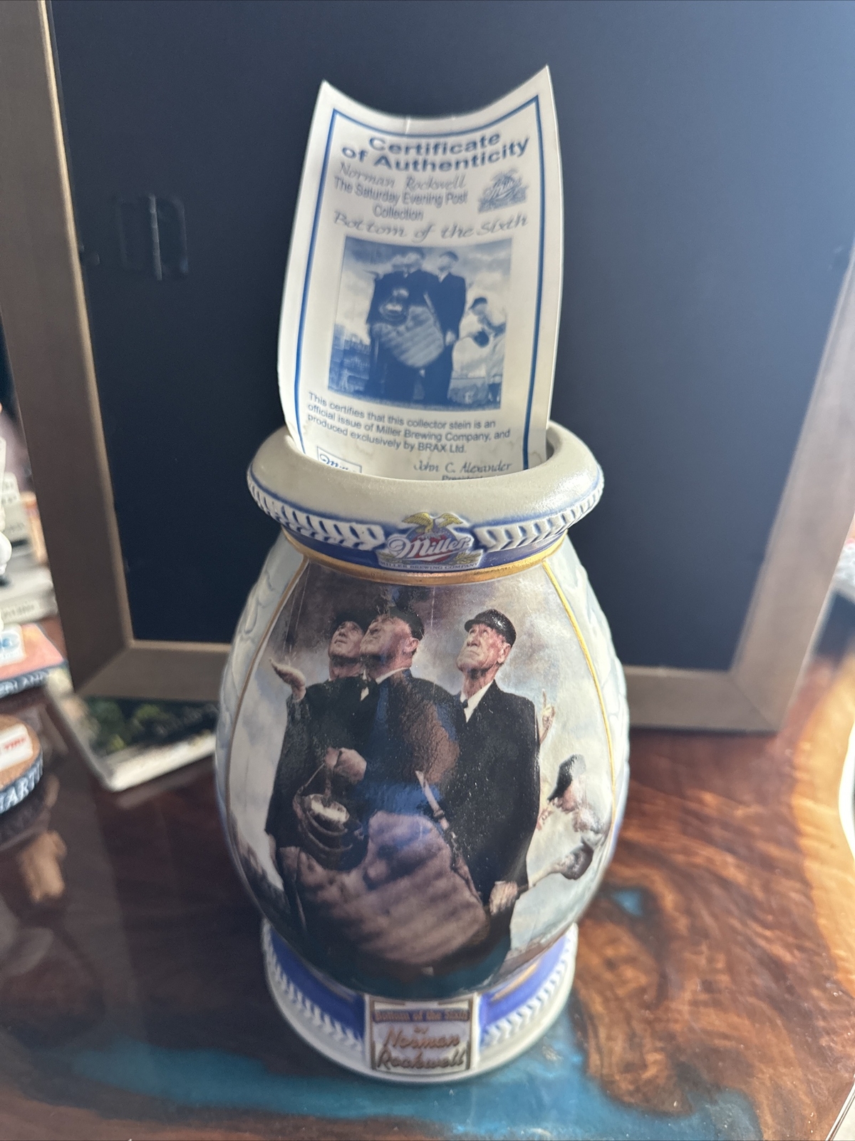 Miller Beer 2001 Norman Rockwell Baseball Bottom Of The Sixth Stein Mug. No Box