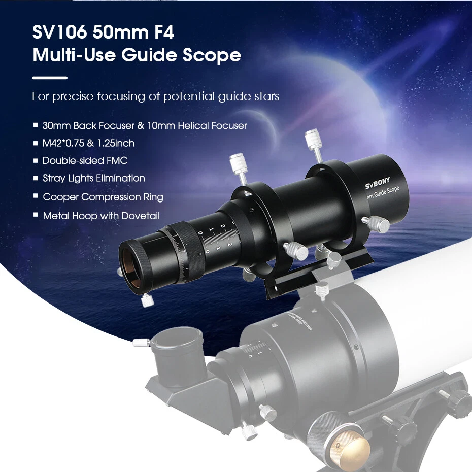 SVBONY SV48P 2“ 90/500mm Telescopes F5.5 Refractor OTA W/ SV106 50mm Guide Scope - Image 3 of 4