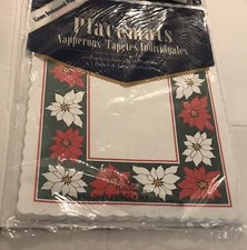 New 40 Poinsettia Placemats Linen Embossed Paper made in USA