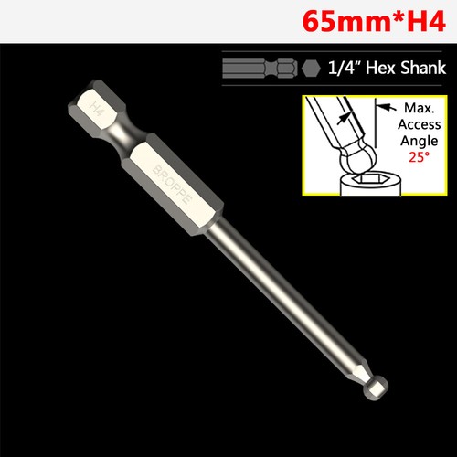 65/100/150mm Ball-End Hex Screwdriver Bit Set 1/4" Hex Shank H2.5 H3 H4 H5 H6 H8 - Picture 16 of 30