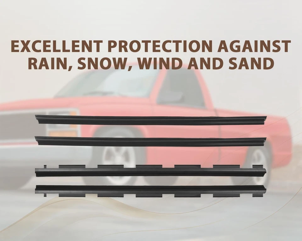 4PCS FIT CHEVY TRUCK INNER & OUTER WINDOW SWEEP FELT TRIM SEAL WEATHERSTRIP Foto 3 de 4