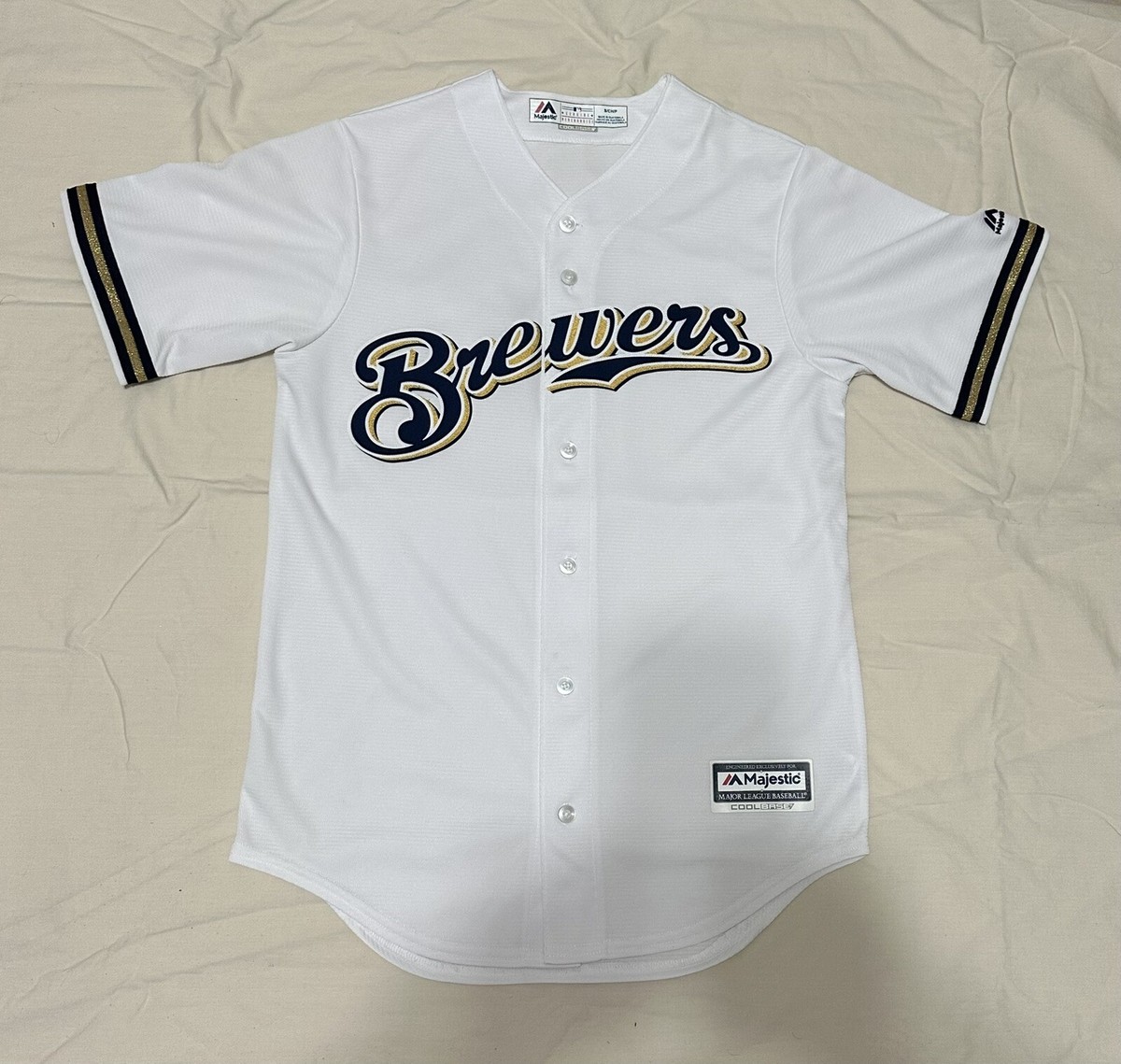 Milwaukee Brewers Majestic Official Cool Base Jersey - White | eBay