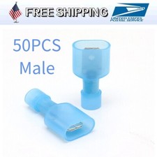 Insulated Nylon Male Wire Terminal Spade Crimp Connector 16-14 Gauge Blue