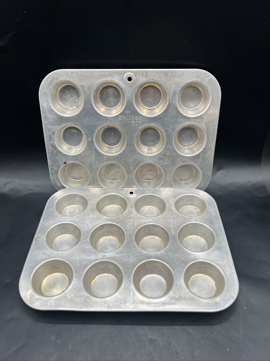 Vintage Chilton Ware #602 Mini Muffin Pan 12 Count Aluminum Set Of