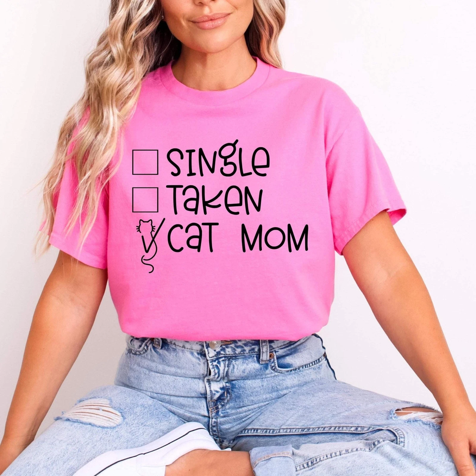 T shirt mamma gatto presa singola Carina felpa con cappuccio San Valentino felpa per gatto L