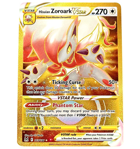 Hisuian Zoroark VSTAR 213/196 Lost Origin Gold Pokémon TCG Card NM